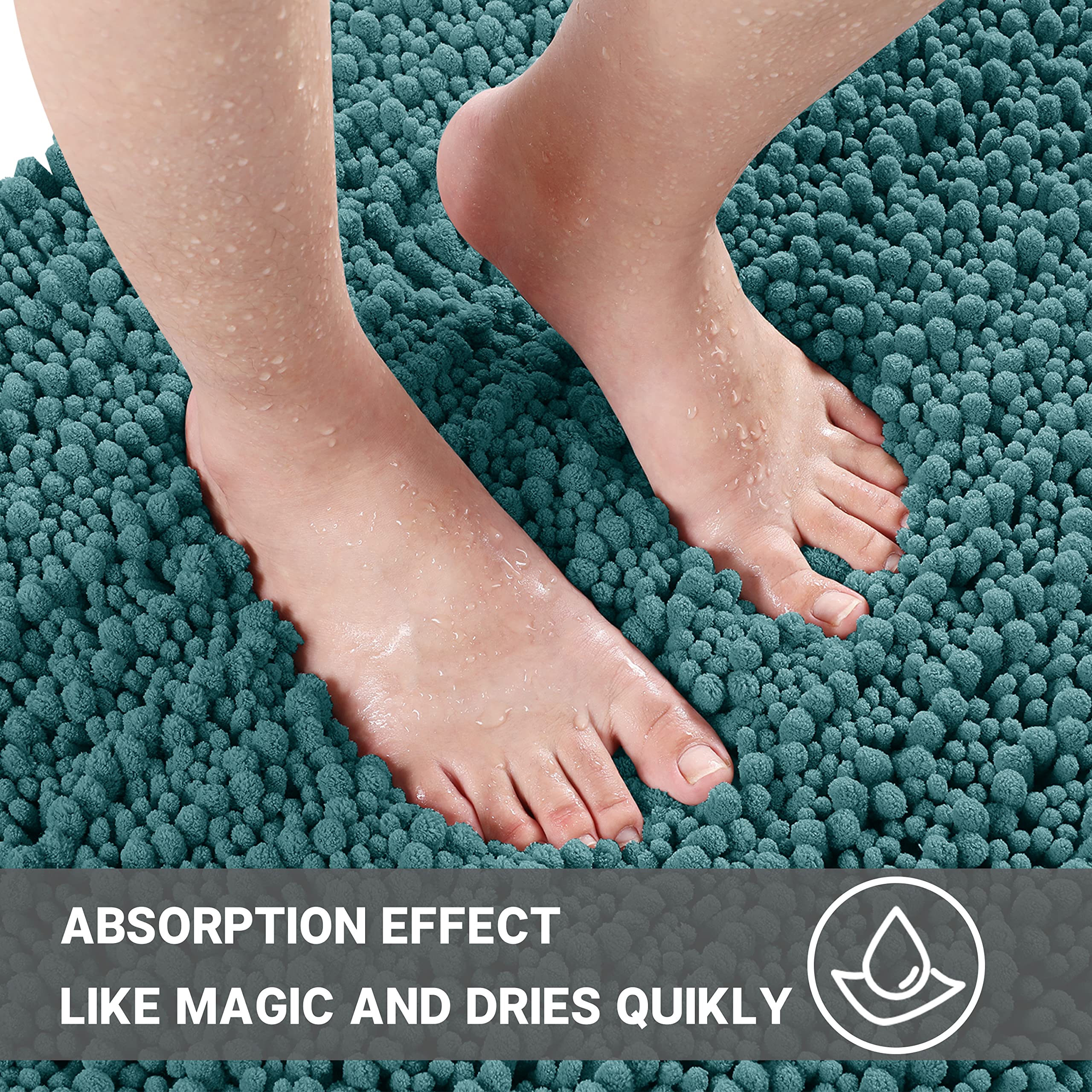 Yimobra Bathroom Rugs Sets 3 Piece, Fluffy Plush Chenille Baht Room Mats Set With Toilet Rug U Shaped, Soft Shaggy Absorbent Non